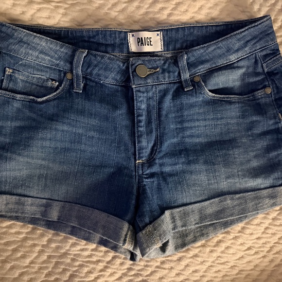 PAIGE Pants - PAIGE Medium Blue Rolled Cuff Denim Shorts